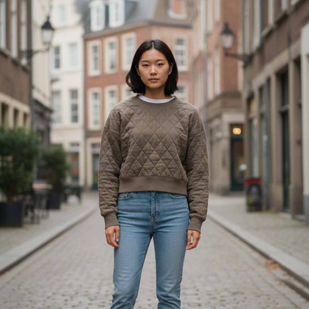 Roots Quilted Style Crew Neck Sweatshirt PTP 22” L20”